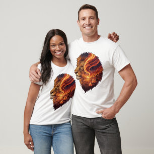 Surreal Vuur Leeuwenkop Kosmische Kunst Leeuw Ster T-shirt
