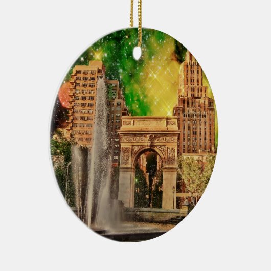 Surreal Washington Square Park, NYC Keramisch Ornament (Rechts)