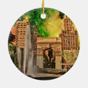 Surreal Washington Square Park, NYC Keramisch Ornament