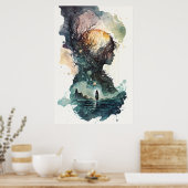 Surreal Waterverf Illustration Poster (Keuken)