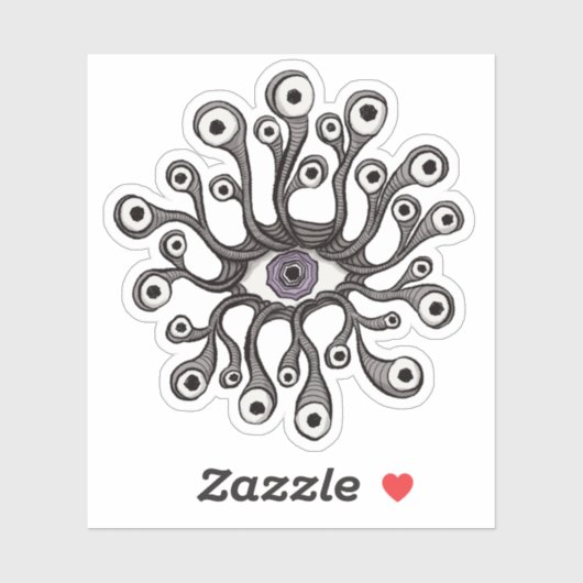 Surreal Weirdcore Eye Tentacle Artwork - Purple Sticker (Vel)