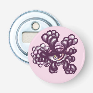 Surreal Weirdcore Oog Kunstwerk - Dromerige Pastel Button Flesopener