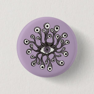 Surreal Weirdcore Oog Tentakel Kunstwerk - Paars Ronde Button 3,2 Cm