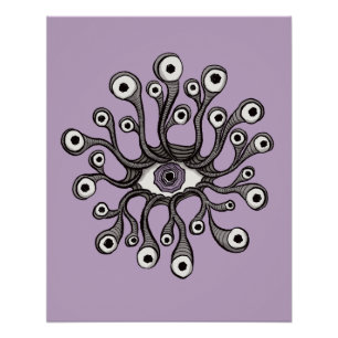 Surreal Weirdcore Oogtentakel Kunstwerk - Paars Perfect Poster