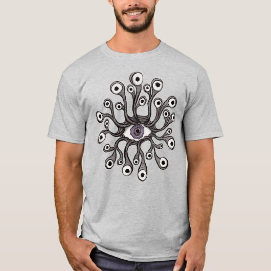 Surreal Weirdcore Oogtentakel Kunstwerk T-shirt (Voorkant)