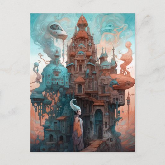 Surreal Whimsical Fairytale House Fantasy Art Briefkaart (Voorkant)