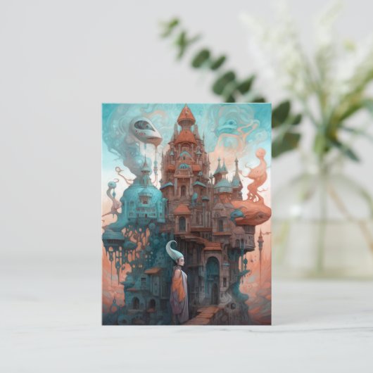 Surreal Whimsical Fairytale House Fantasy Art Briefkaart (Staand voorkant)