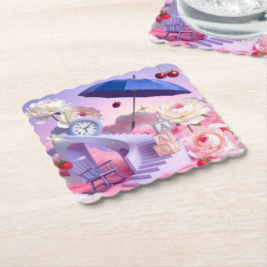 Surreal White Peonies Dromerig Onderzetter Set (Gebogen)