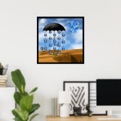 Surreal woestijn Rain Poster (Thuiskantoor)
