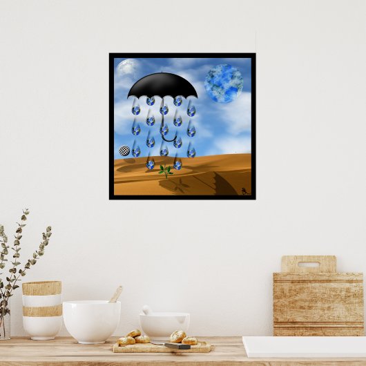 Surreal woestijn Rain Poster (Keuken)