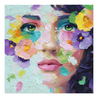 Surreal Woman Floral Eyes Petals Wind Wall Art Foto Afdruk
