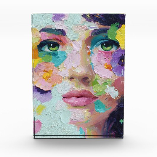 Surreal Woman Floral Eyes Petals Wind Wall Art Fotoblokken (Voorkant)