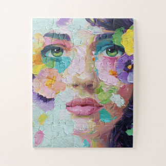 Surreal Woman Floral Eyes Petals Wind Wall Art Legpuzzel