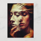 Surreal Woman Portrait with Painted Mask Briefkaart (Voorkant)