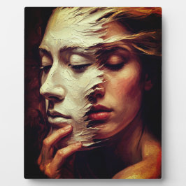 Surreal Woman Portrait with Painted Mask Fotoplaat