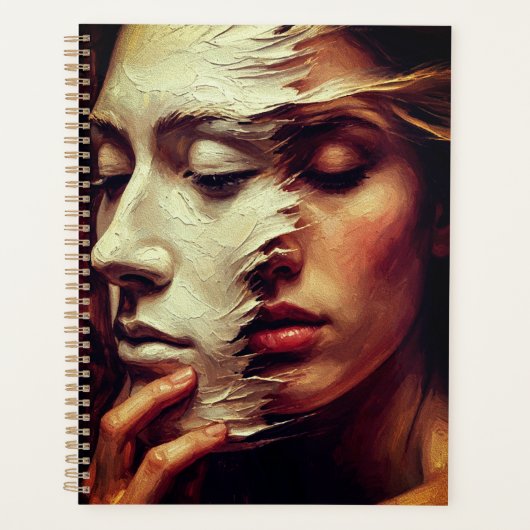 Surreal Woman Portrait with Painted Mask Planner (Voorkant)