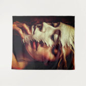 Surreal Woman Portrait with Painted Mask Wandkleed (Voorkant (horizontaal))