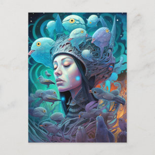 Surreal Woman Voed Visionary Art Briefkaart