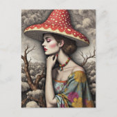 Surreal Woman With a Mushroom Hat Briefkaart (Voorkant)