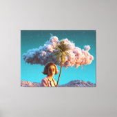 Surreal Woman with Palm Tree Canvas Afdruk (Voorkant)