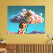 Surreal Woman with Palm Tree Canvas Afdruk (Insitu (Woonkamer))