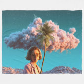 Surreal Woman with Palm Tree Fleece Deken (Voorkant (Horizontaal))