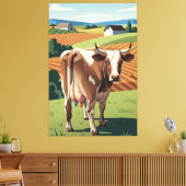Surreal WPA styled cow Canvas Afdruk (Insitu (Woonkamer))