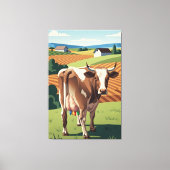 Surreal WPA styled cow Canvas Afdruk (Voorkant)