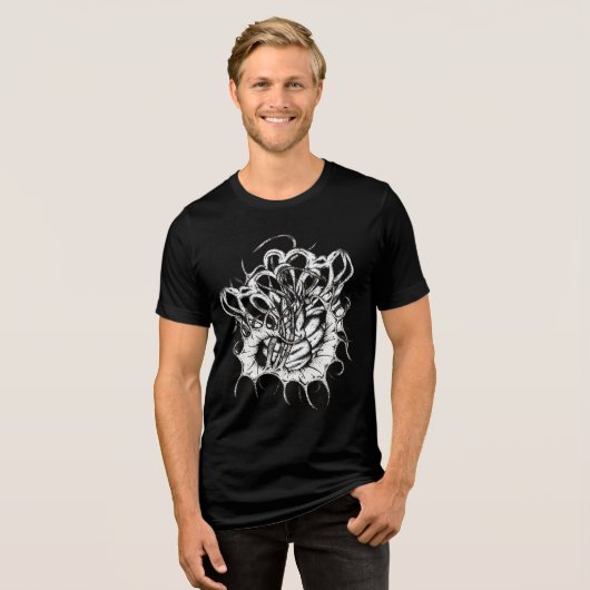 Surreal Writhing Weird Abstracte kunst Graphic Tri-Blend Shirt (Voorkant volledig)
