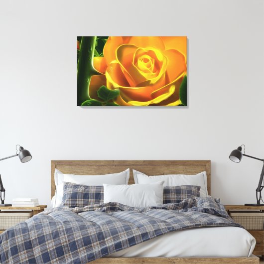 Surreal Yellow Rose Wrapped Canvas (Insitu (Slaapkamer))