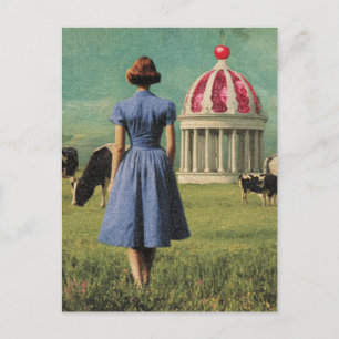 Surreal zoete gebouw in de melkveehouderij briefkaart