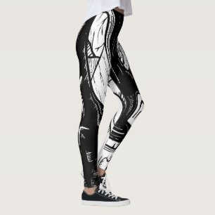 surreal zwart en wit leggings