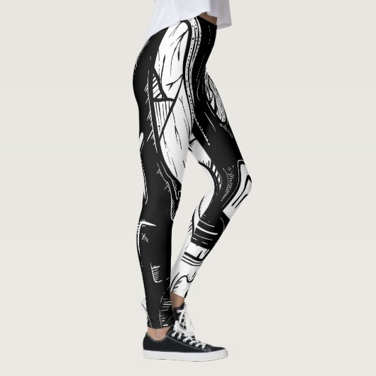surreal zwart en wit leggings (Rechts)
