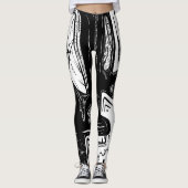 surreal zwart en wit leggings (Voorkant)