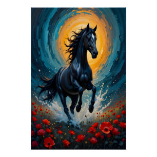 Surreal zwart paard wanddecoratie   Cadeau voor th