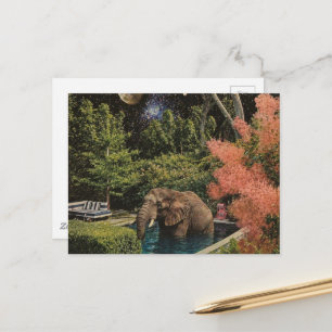 SURREALISCHE Prachtige Olifant in het zwembad Briefkaart