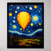 Surrealism Starry Night Hot Air Balloon Poster (Voorkant)