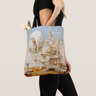 Surrealisme Abstract wit gebouw Tote Bag