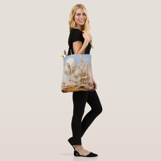 Surrealisme Abstract wit gebouw Tote Bag (Op model)