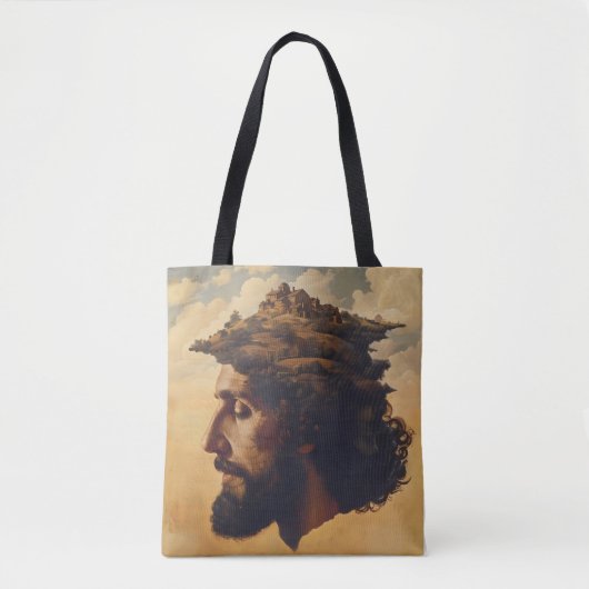 Surrealisme hoofd en stad tote bag (Voorkant)