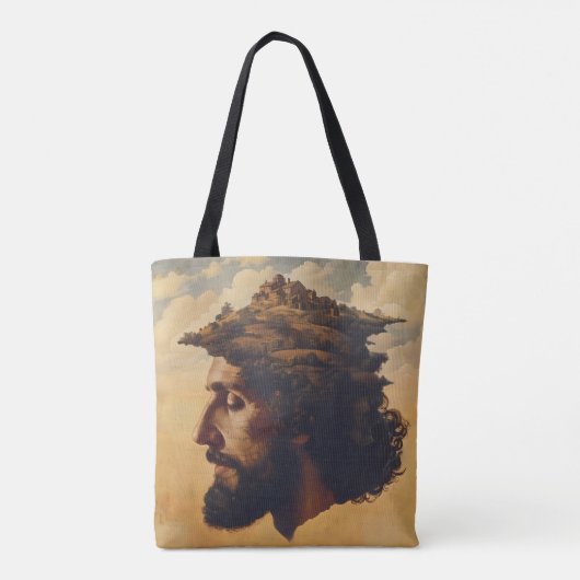 Surrealisme hoofd en stad tote bag (Achterkant)
