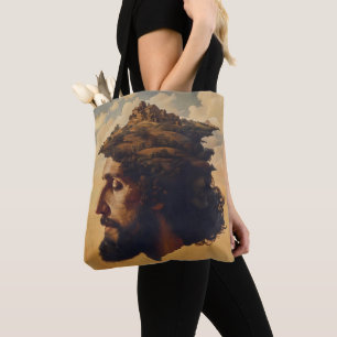 Surrealisme hoofd en stad tote bag