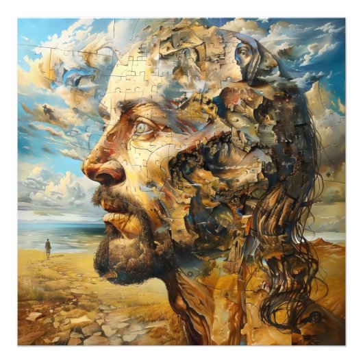 Surrealisme puzzelkop foto afdruk (Voorkant)
