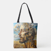 Surrealisme puzzelkop tote bag (Achterkant)