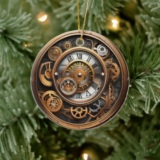 Surrealisme Steampunk Time Clock Gears Keramisch Ornament (Boom)