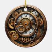 Surrealisme Steampunk Time Clock Gears Keramisch Ornament (Achterkant)