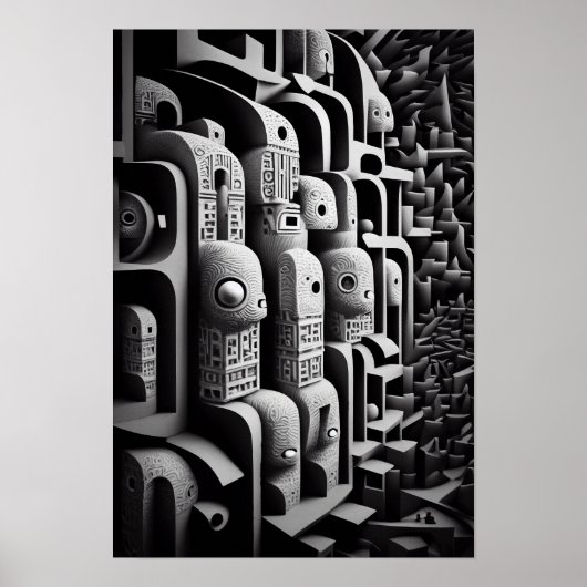 Surrealisme Zwart-wit Poster (Voorkant)