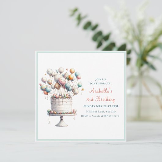 Surrealist, Schattigee ballonnen en verjaardagstaa Kaart (Staand voorkant)