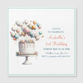 Surrealist, Schattigee ballonnen en verjaardagstaa Magnetische Uitnodiging (Voorkant)