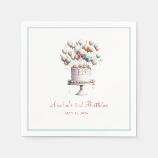 Surrealist, Schattigee ballonnen en verjaardagstaa Servet (Voorkant)